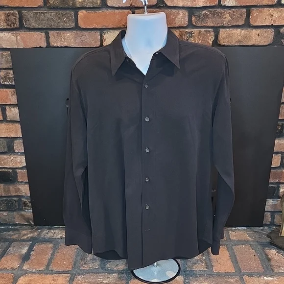 Tommy Bahama Black Casual Button-Down Shirt, Medium - Picture 1 of 7